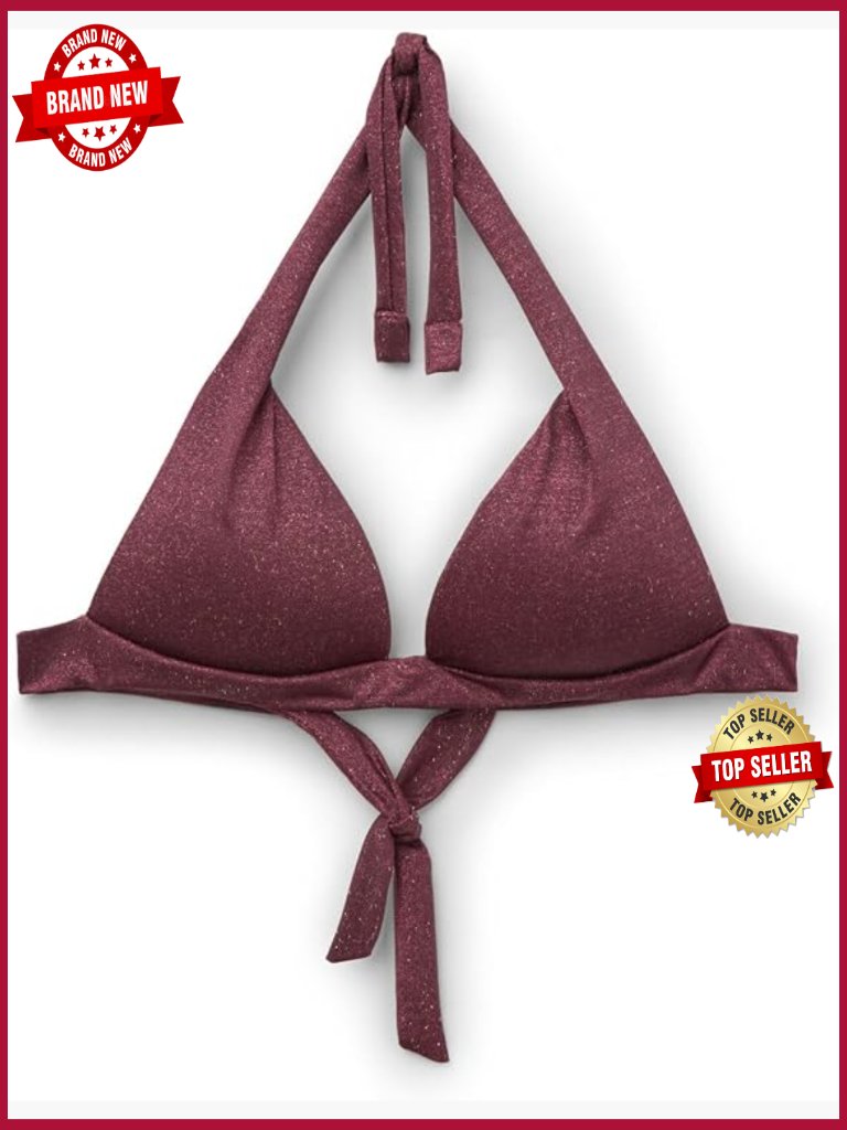Padded Triangle Swimsuit Top Wireless Support Halter Tie Back